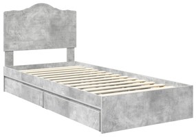 vidaXL Κρεβάτι Αποθήκης Σκυρόδεμα Γκρι 100 x 200 cm Επεξεργασμένο ξύλο