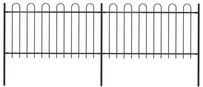 Φράχτης Κήπου με Κορυφή από Ατσάλι 359 x 100 εκ. Μαύρος