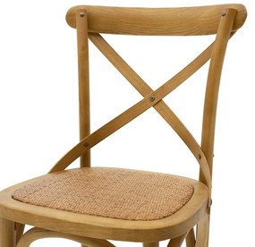 Σκαμπό μπαρ Reid ξύλο sonoma-έδρα καφέ rattan 45x52x116 εκ.