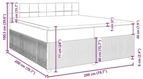 Κρεβάτι Boxspring με Στρώμα Σκούρο Γκρι 200x200 εκ. Υφασμάτινο - Γκρι