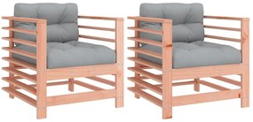 vidaXL Καρέκλες Κήπου με Μαξιλάρια 2 τεμ. από Μασίφ Ξύλο Ψευδοτσούγκας