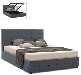 Κρεβάτι Iro Megapap υφασμάτινο με αποθηκευτικό χώρο χρώμα ανθρακί 160x200εκ.