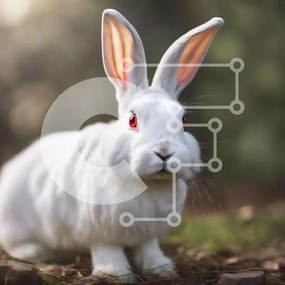 Intra Συλλεκτικό Ξύλινο Παζλ Plywood 4mm - Λευκό κουνέλι με κόκκινα μάτια που κάθεται στο έδαφος Σε Ξύλινο Κουτί - Διαστάσεις: 10x10 cm – 25 κομμάτια