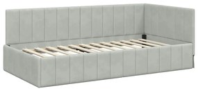 vidaXL Κρεβάτι Γωνίας με στρώμα Ανοιχτό γκρι 90 x 200 cm Βελούδο