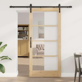 vidaXL Συρόμενη Πόρτα ORKDAL Καφέ 93 x 202 cm Μασίφ ξύλο πεύκου