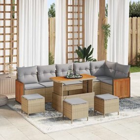 vidaXL Σετ Καναπέ Κήπου 10 pcs Μπεζ, Ανοιχτό γκρι 110 x 55 x 71 εκ