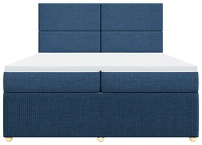 vidaXL Κρεβάτι Boxspring με Στρώμα Μπλε 200x200 εκ. Υφασμάτινο