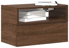 Κομοδίνα Επιτοίχια 2 τεμ. Καφέ Δρυς 45x26x28,5 εκ. - Καφέ