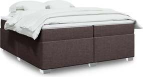 vidaXL Κρεβάτι Boxspring με Στρώμα Σκούρο Καφέ 200x200 εκ. Υφασμάτινο