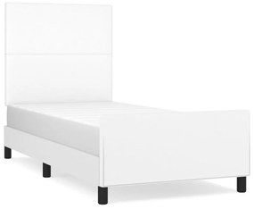 vidaXL Πλαίσιο Κρεβατιού με Κεφαλάρι Λευκό 90x200 εκ. Συνθετικό Δέρμα