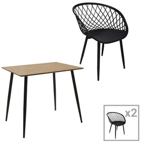 Σετ τραπεζαρίας Ezra-Cuba C017 σετ 3τεμ pp-mdf σε μαύρη-sonoma απόχρωση 70x70x75εκ 70x70x75 εκ.