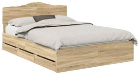 vidaXL Σκελετός Κρεβατιού Δρύς Sonoma 140 x 200 cm Μηχανήματος Ξύλο