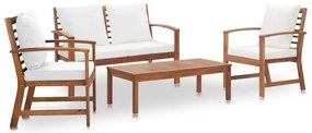 vidaXL Σαλόνι Κήπου 4 Τεμαχίων από Μασίφ Ξύλο Ακακίας με Μαξιλάρια