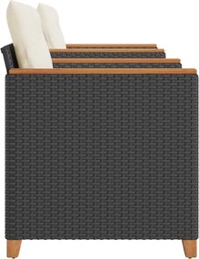 vidaXL Σετ Επίπλων Bistro 3 τεμ. Μαύρο Συνθ. Ρατάν/Ακακία + Μαξιλάρια