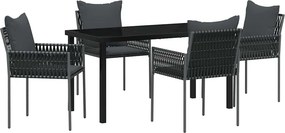 vidaXL Σέτ φαγητού για κήπο 5 pcs Μαύρο και Γκρι Ράτα PE