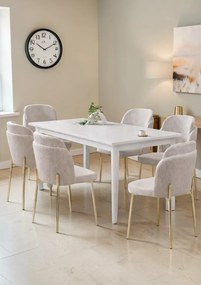 Stewehome Παρις σετ τραπεζαρίας 6 ατόμων λευκό μπεζ 44x45x105 cm