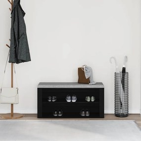 vidaXL Παγκάκι Παπουτσιών Μαύρο Δρυς 100x35x45 εκ. από Τεχνητό Ξύλο