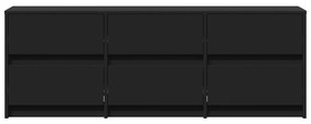 Έπιπλο Τηλεόρασης με LED Μαύρο 140x34x50 εκ. από Επεξ. Ξύλο - Μαύρο
