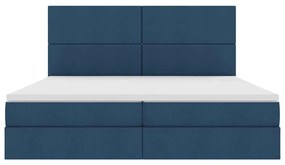 vidaXL LED Κρεβάτι αποθήκευσης με στρώμα Μπλε 200 x 200 cm Ύφασμα
