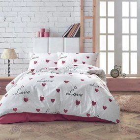 Παπλωματοθήκη Έρως 301 White-Red DimCol Υπέρδιπλo 220x240cm Cotton-Polyester