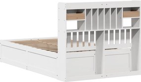 vidaXL Σκελετός Κρεβ. Χωρίς Στρώμα Λευκό 135x190 εκ Μασίφ Πεύκο