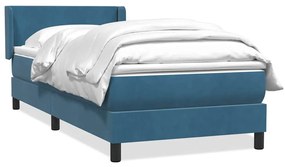 Κρεβάτι Boxspring με Στρώμα Σκούρο Μπλε 100x210 εκ. Βελούδινο - Μπλε