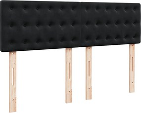 vidaXL Κρεβάτι Boxspring με Στρώμα Μαύρο 140x200 εκ. Βελούδινο