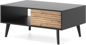 Lh-homefurniture Τραπεζάκι Willow με συρτάρια ανθρακί + φυσικό Αρτιζάν 104x68x46cm P_WLL_40