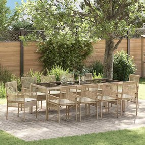 vidaXL Σέτ φαγητού για κήπο 11 pcs Μπεζ συνθετικό ρατάν