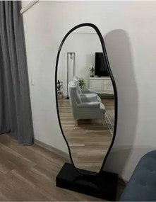 Stewehome Ασύμμετρος καθρέφτης δαπέδου MDF (Μαύρο) 180x65 cm
