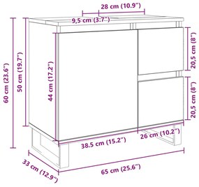 Ντουλάπι Μπάνιου Sonoma Δρυς 65x33x60 εκ. Επεξεργασμένο Ξύλο - Καφέ