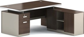 CONCEPT Γραφείο Αναστρέψιμη Γωνία, Απόχρωση Καρυδί - Μπεζ   1τμχ