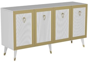 Μπουφές Bare 475OLV1737 150x40x80cm White-Gold Particle Board, Melamine