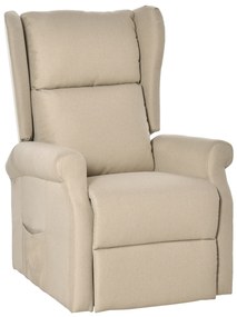 HOMCOM Ηλεκτρική πολυθρόνα ανάκλισης με λειτουργία ανύψωσης, πολυθρόνα για ηλικιωμένους με βοήθεια ανύψωσης, έως 200 κιλά, 72,5x94x109cm, Κρεμ