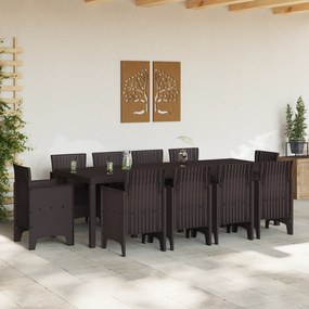 vidaXL Σετ Σερβιρίσματος 11 Τεμαχίων Καφέ Ρατάν