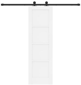 vidaXL Συρόμενη Πόρτα με Σετ Χερούλια Λευκή 61x198.5 εκ Συμπαγές Ξύλο Πεύκου