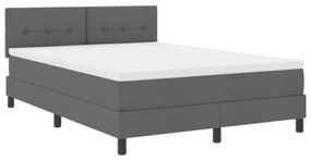 vidaXL Box Spring Κρεβάτι με Στρώμα Σκούρο Γκρι 140x200 cm Ύφασμα