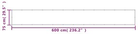 vidaXL Διαχωριστικό Βεράντας Αν. Γκρι 75x600εκ 100% Πολ. Ύφασμα Oxford