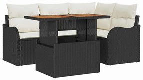 vidaXL Σετ Καναπέ Κήπου 5 pcs Μαύρο και κρεμ 100 x 55 x 73 εκ