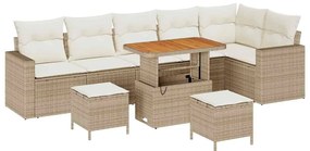 vidaXL Σετ Καναπέ Κήπου 9 pcs Μπεζ συνθετικό ρατάν