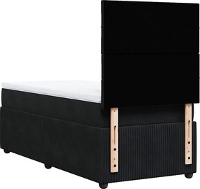 vidaXL Κρεβάτι Boxspring με Στρώμα Μαύρο 90x200 εκ. Βελούδινο