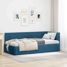 vidaXL Κρεβάτι Γωνίας με κεφαλάρι Μπλε 90 x 190 cm Βελούδο