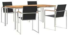 vidaXL Σέτ φαγητού για κήπο 5 pcs Καφέ Στερεό Ξύλο Τίκ