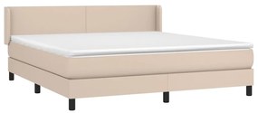 vidaXL Κρεβάτι Boxspring με Στρώμα Καπουτσίνο 160x200εκ.από Συνθ.Δέρμα