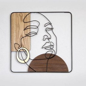 Διακοσμητικό Τοίχου Γυναίκα 755-10023 50,2x50,2x1,9cm Black-Brown Estheti Home Μέταλλο