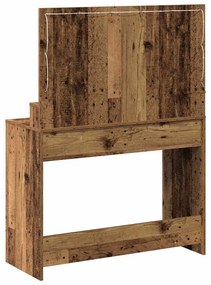 vidaXL Τραπέζι Μακιγιάζ με ράφι Παλαιό ξύλο 100 x 41 x 135 εκ.