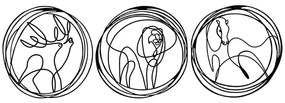 Διακοσμητικό Τοίχου Deer Lion Horse (Σετ 3Τμχ) 279ENZ1894 49x50/50x50cm Black Wallity Μέταλλο