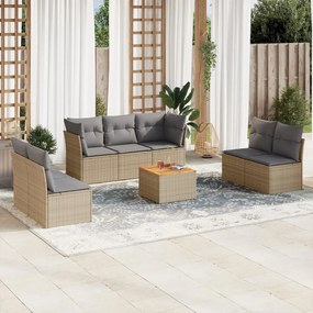 vidaXL Patio Sofa Set 7-θέσια Μικτό μπεζ και γκρι