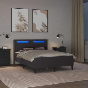 vidaXL Σκελετός κρεβατιού με στρώμα Γκρι 140 x 190 cm Τεχνητό Δέρμα