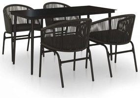 vidaXL Σετ Τραπεζαρίας Κήπου 5 Τεμαχίων Μαύρο